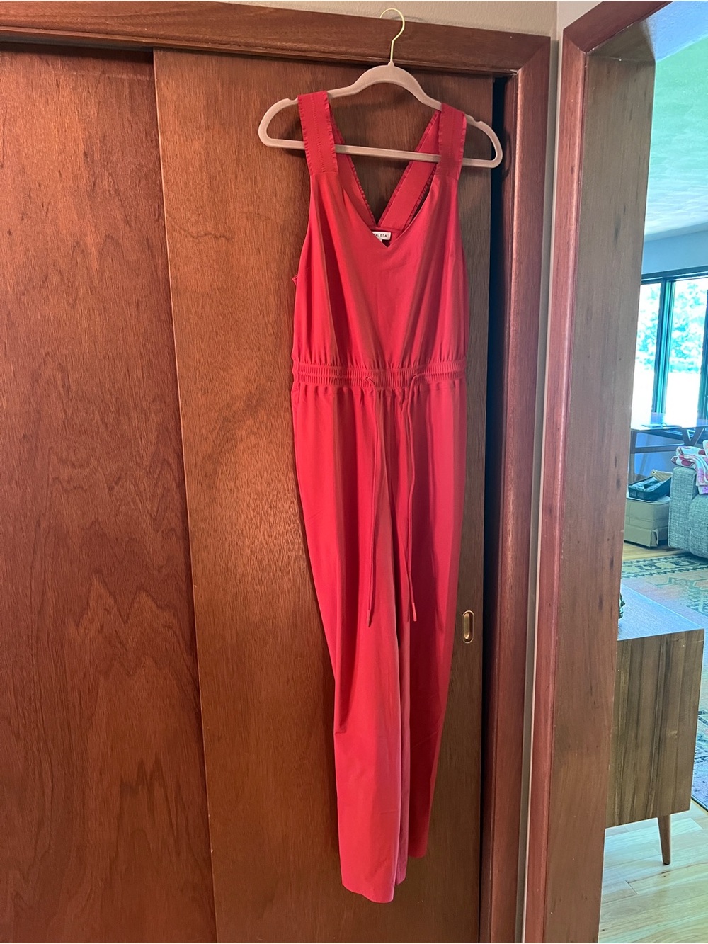 Athleta Savannah Sleeveless V-Neck Wide-Leg Jumpsuit in Burnt Orange - Picture 5 of 7